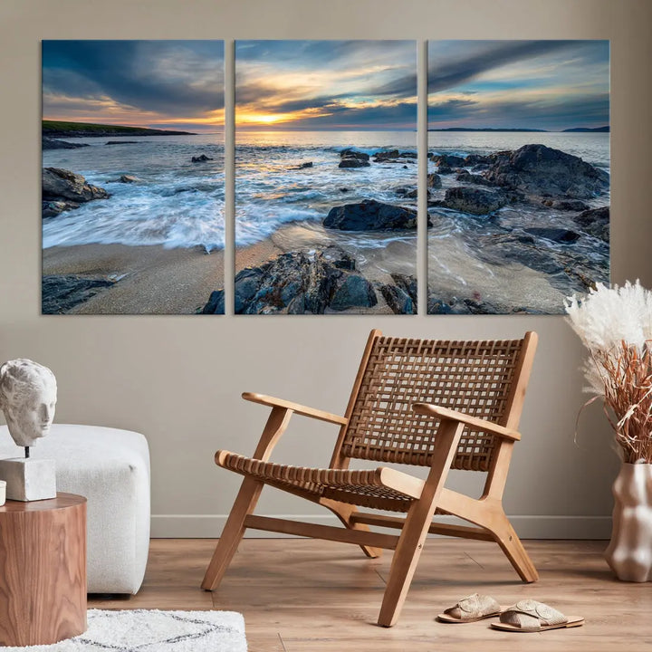 Beautiful Sunset at Bagh Steinigidh Beach Canvas Wall Art Print