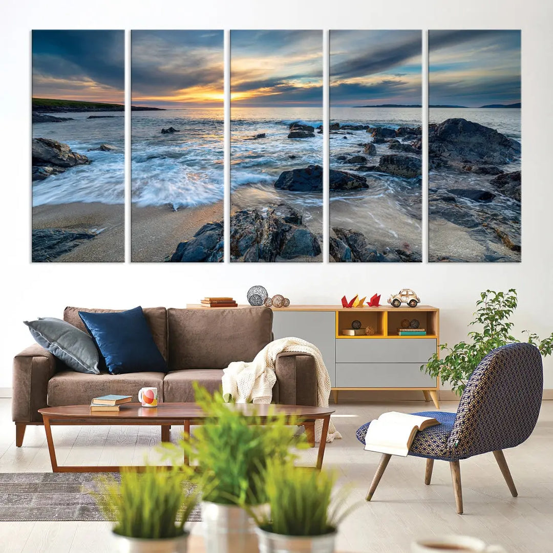 Beautiful Sunset at Bagh Steinigidh Beach Canvas Wall Art Print