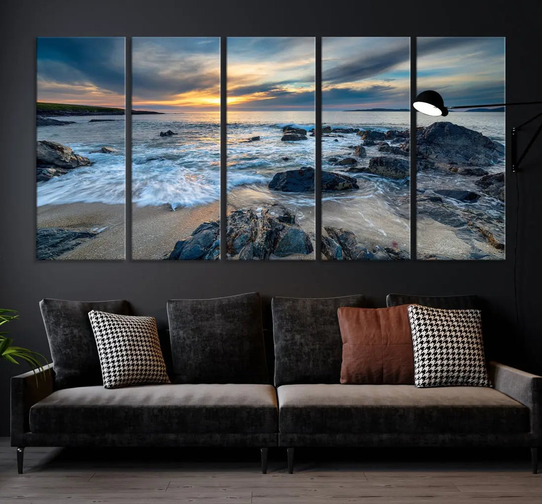 Beautiful Sunset at Bagh Steinigidh Beach Canvas Wall Art Print