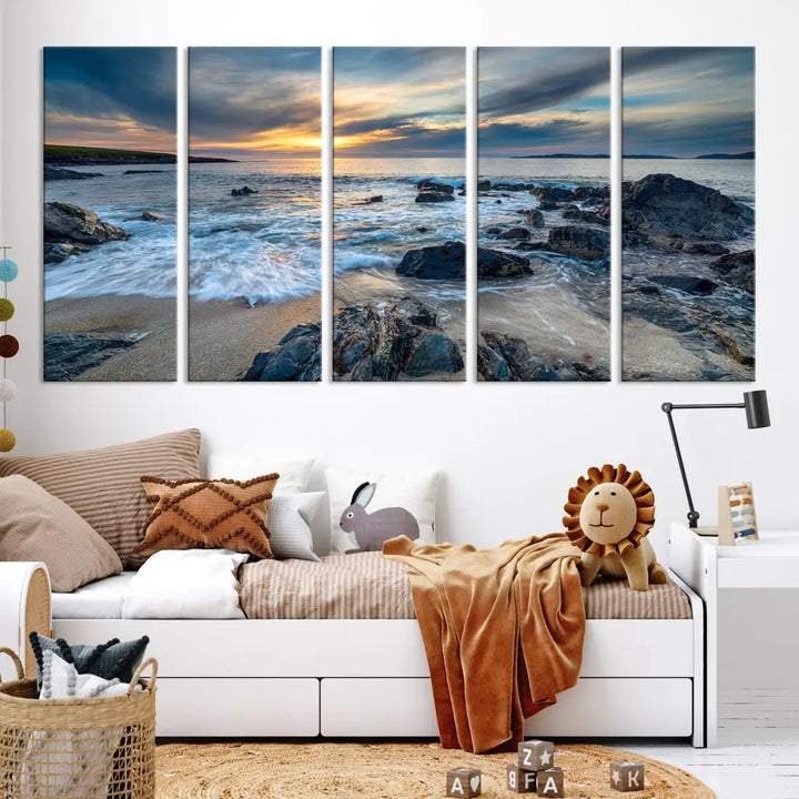 Beautiful Sunset at Bagh Steinigidh Beach Canvas Wall Art Print