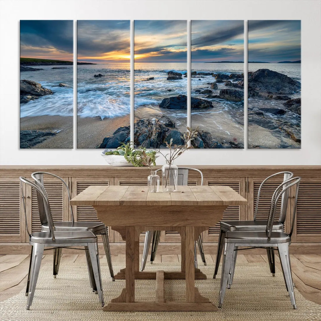 Beautiful Sunset at Bagh Steinigidh Beach Canvas Wall Art Print