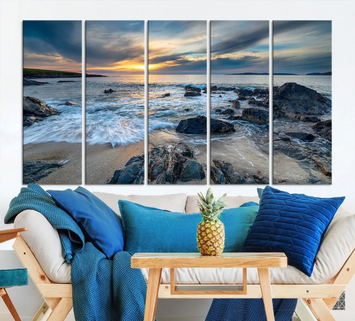 Beautiful Sunset at Bagh Steinigidh Beach Canvas Wall Art Print