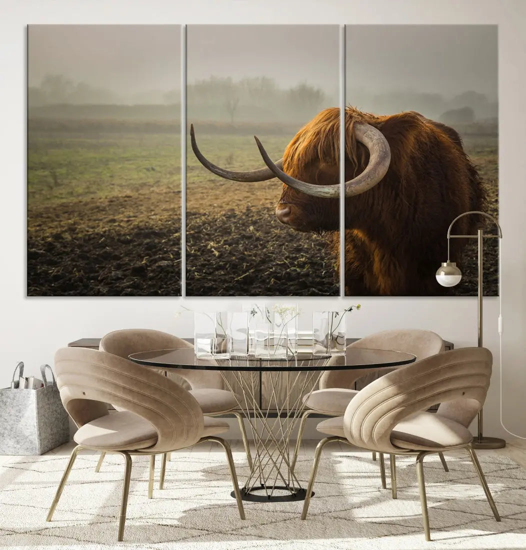 Big Cow Horn Wall Art Canvas Print