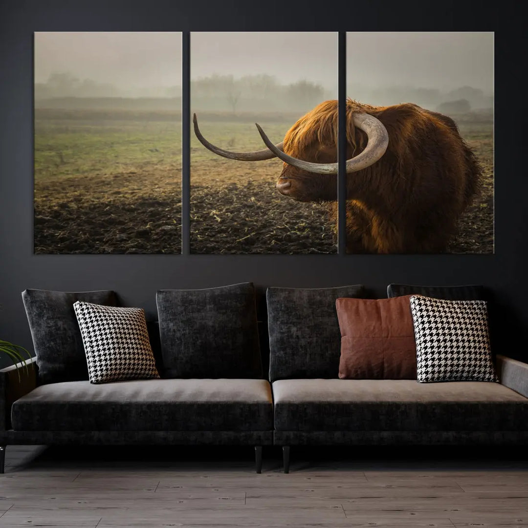 Big Cow Horn Wall Art Canvas Print