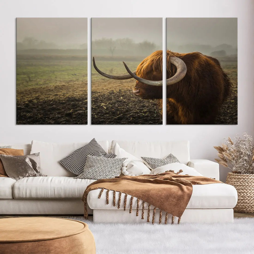 Big Cow Horn Wall Art Canvas Print