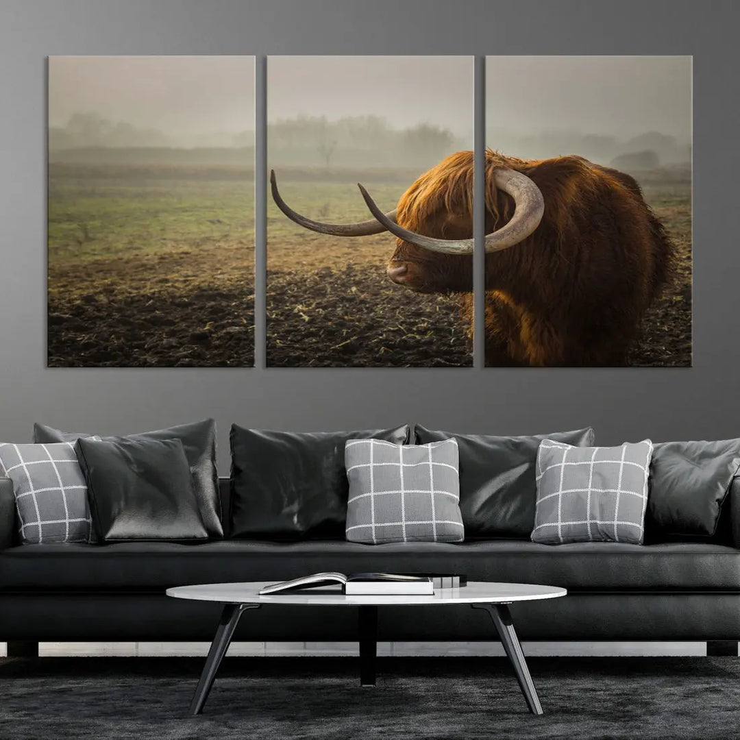 Big Cow Horn Wall Art Canvas Print