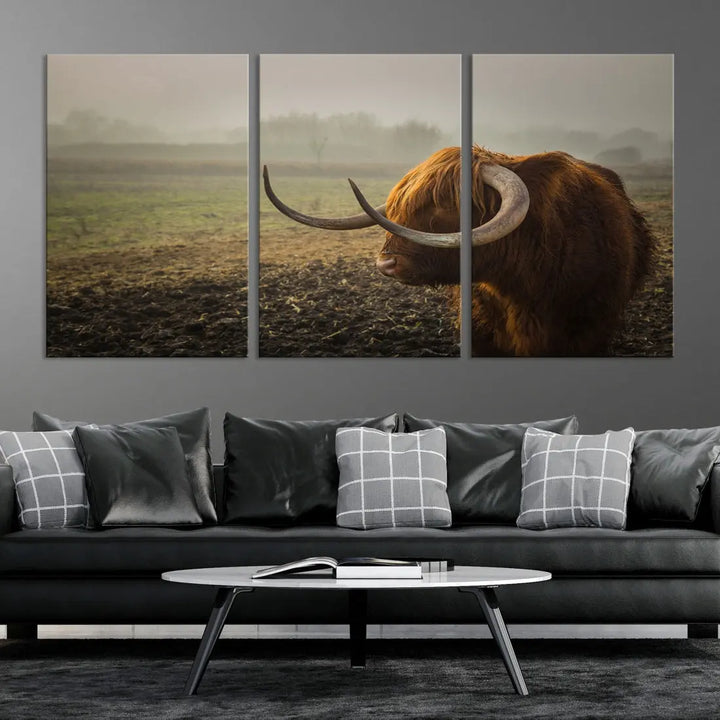 Big Cow Horn Wall Art Canvas Print