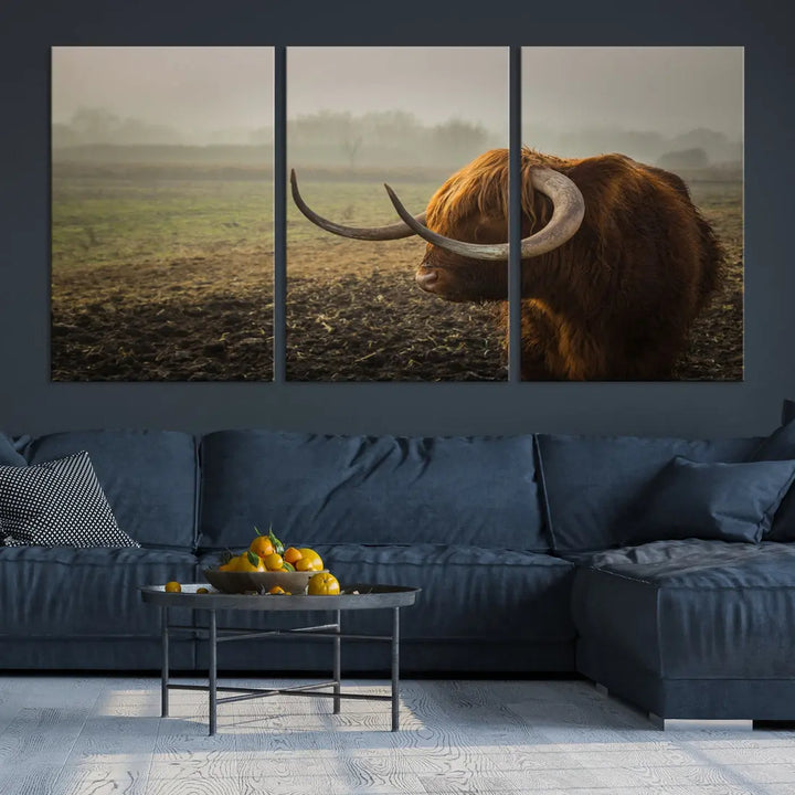 Big Cow Horn Wall Art Canvas Print