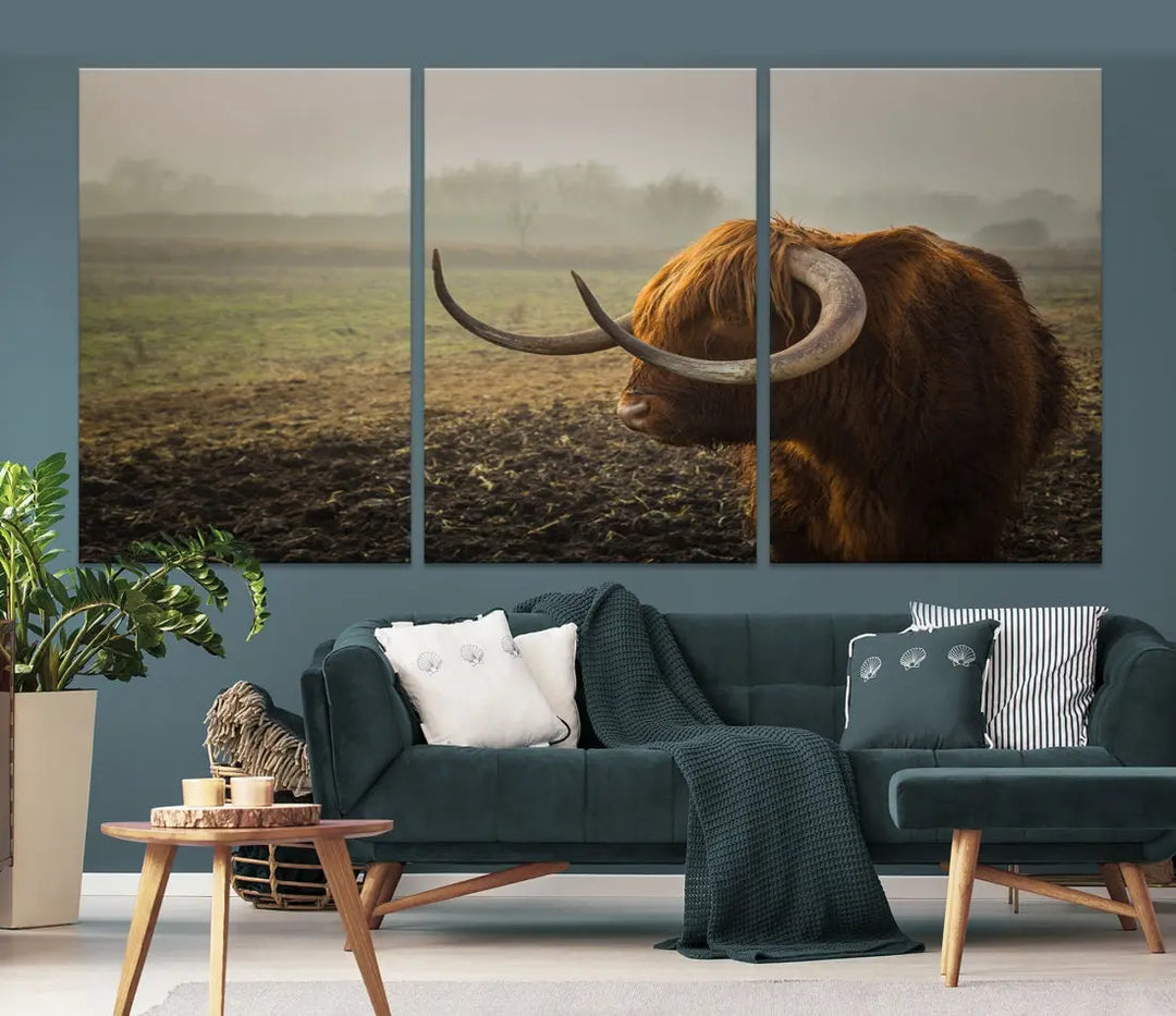 Big Cow Horn Wall Art Canvas Print