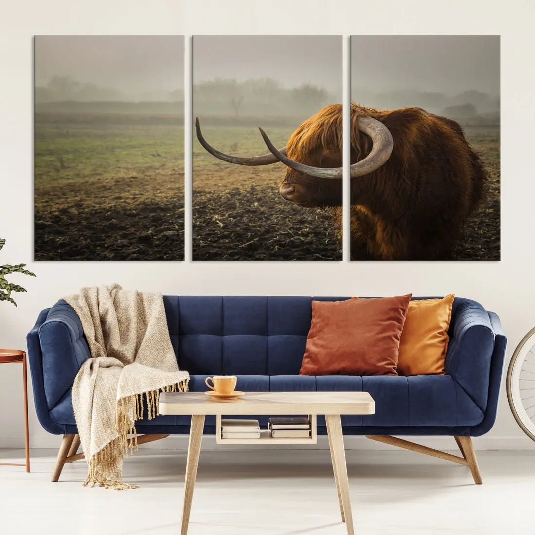 Big Cow Horn Wall Art Canvas Print