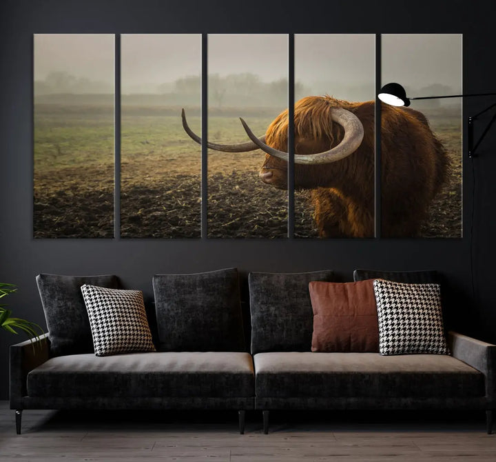 Big Cow Horn Wall Art Canvas Print