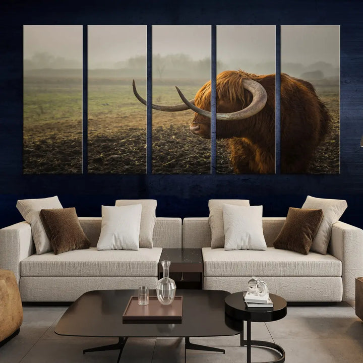 Big Cow Horn Wall Art Canvas Print