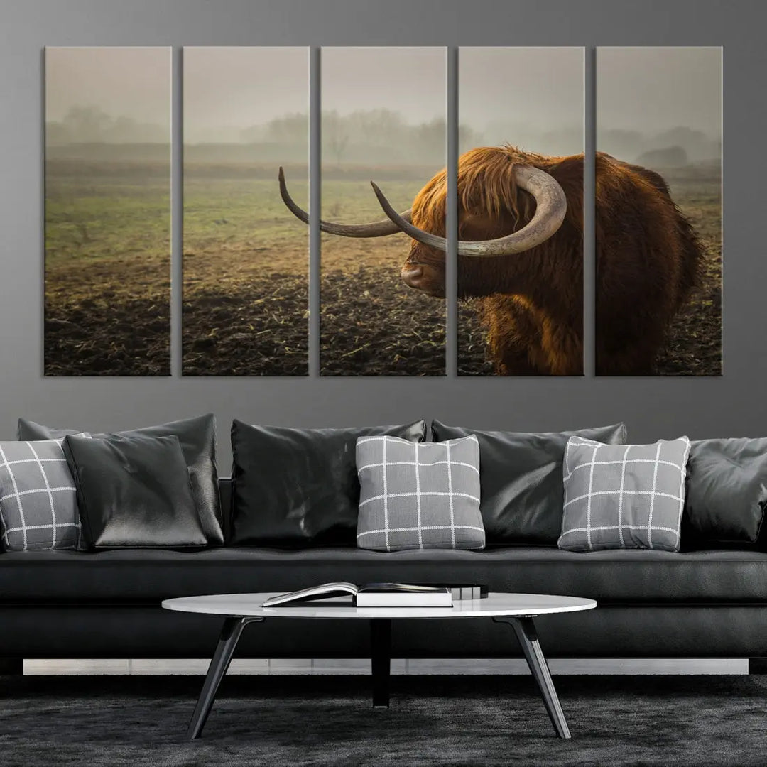 Big Cow Horn Wall Art Canvas Print