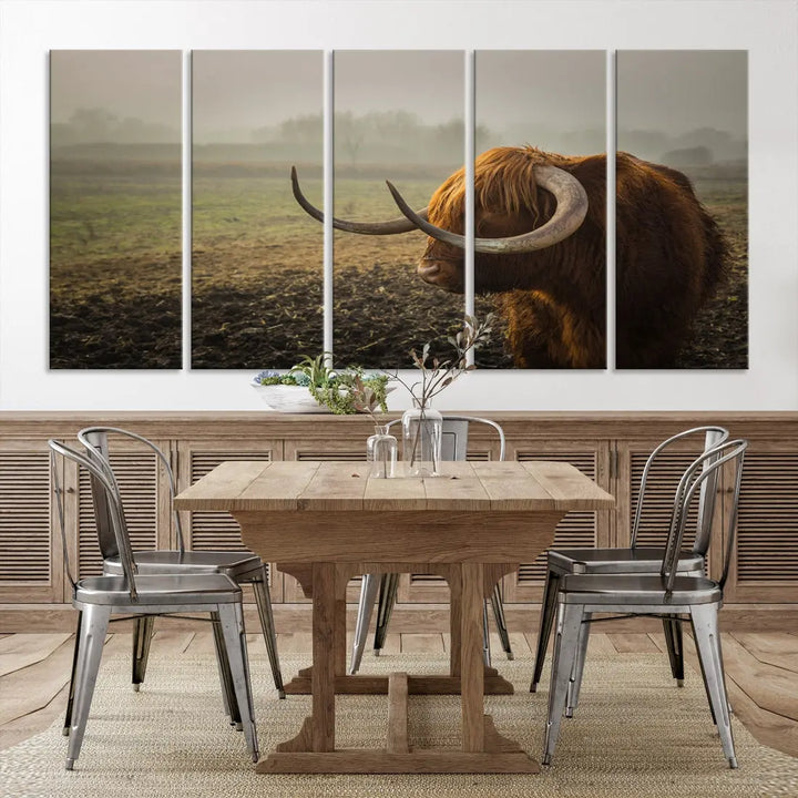 Big Cow Horn Wall Art Canvas Print