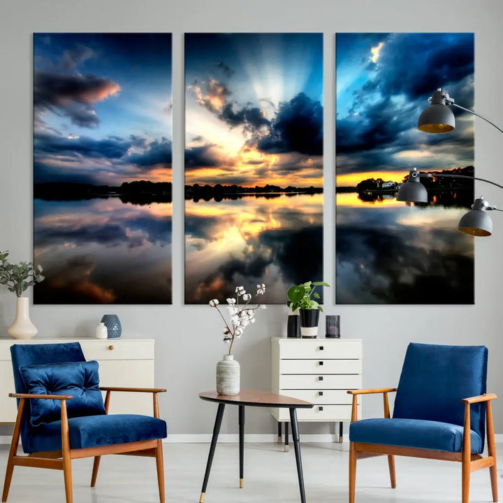 Blue Sunset to Your Walls with Our Beach View Canvas Wall Art Print