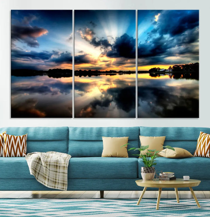 Blue Sunset to Your Walls with Our Beach View Canvas Wall Art Print