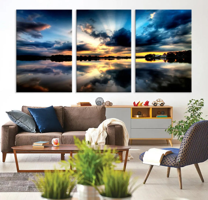 Blue Sunset to Your Walls with Our Beach View Canvas Wall Art Print