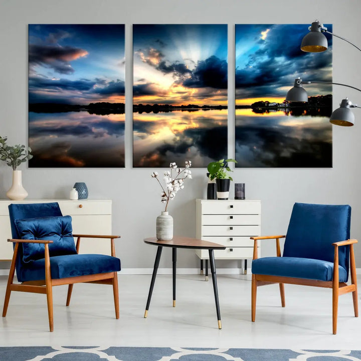 Blue Sunset to Your Walls with Our Beach View Canvas Wall Art Print