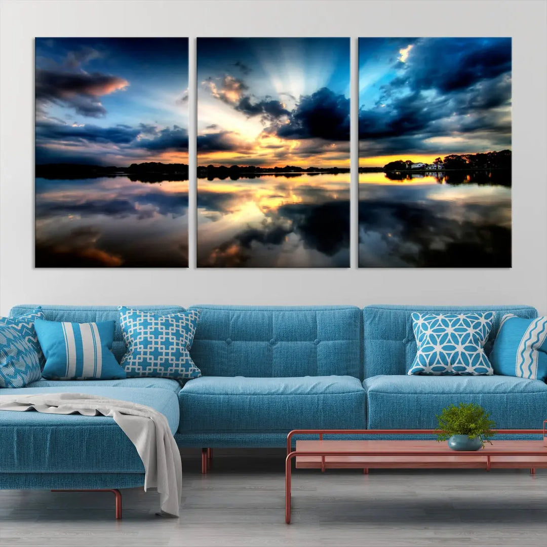 Blue Sunset to Your Walls with Our Beach View Canvas Wall Art Print