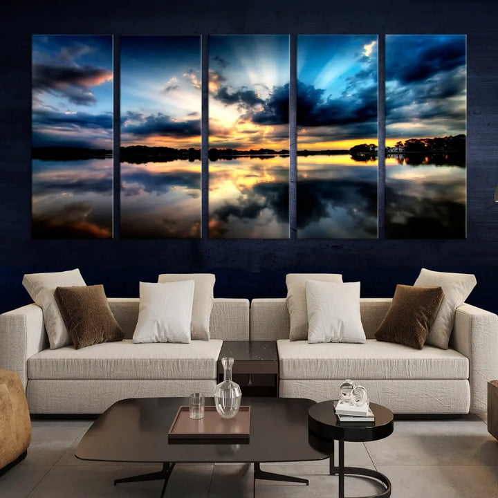 Blue Sunset to Your Walls with Our Beach View Canvas Wall Art Print