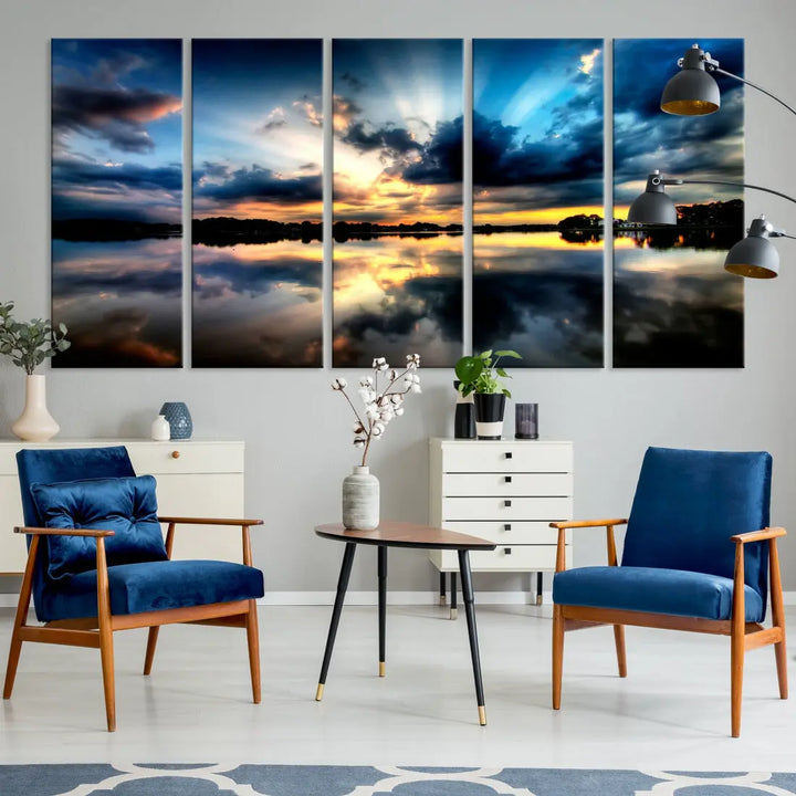 Blue Sunset to Your Walls with Our Beach View Canvas Wall Art Print