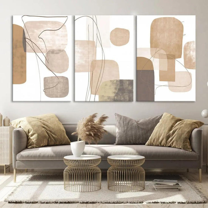 Boho Brown Bohemian Style Large Wall Art Print Modern Canvas Wall Decor