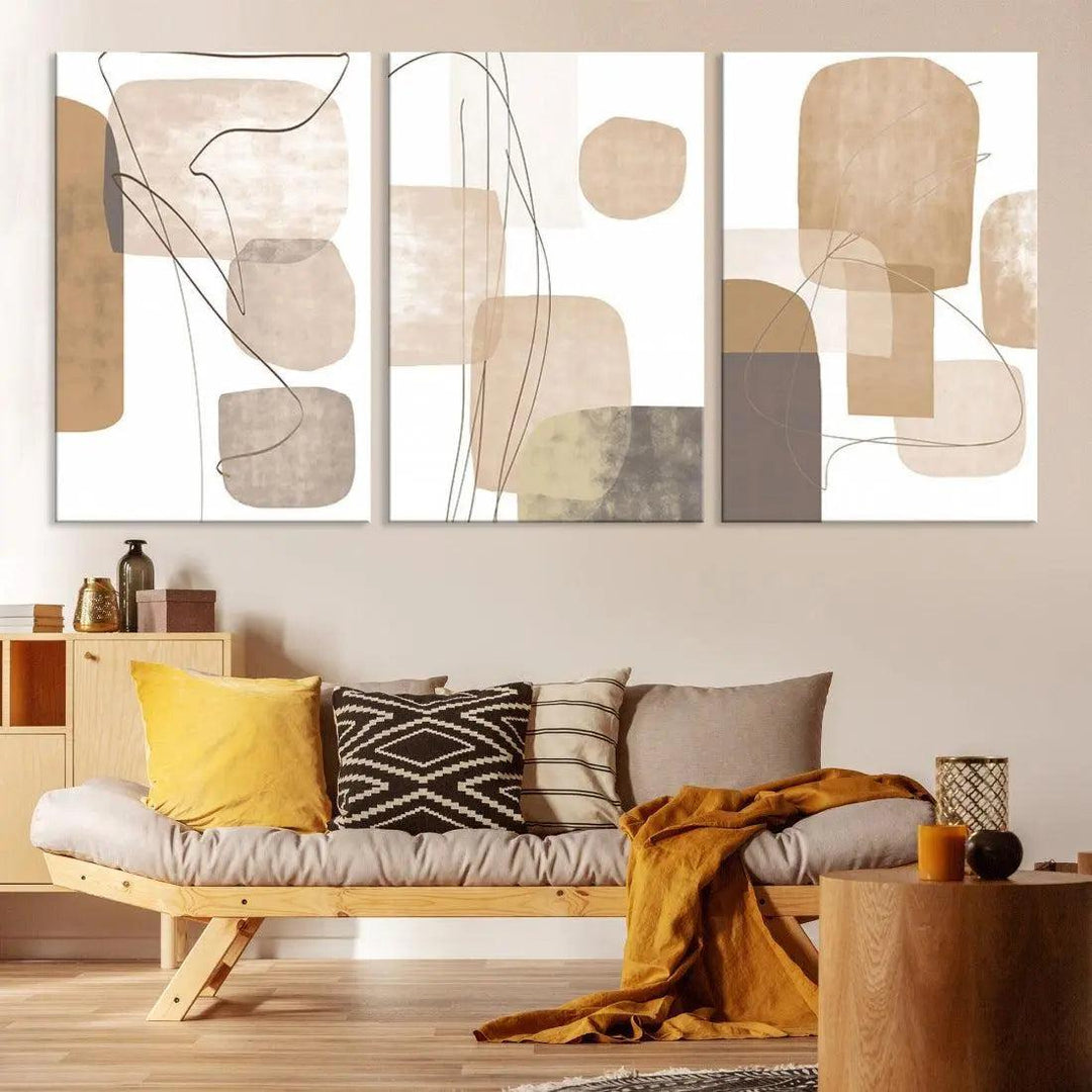 Boho Brown Bohemian Style Large Wall Art Print Modern Canvas Wall Decor