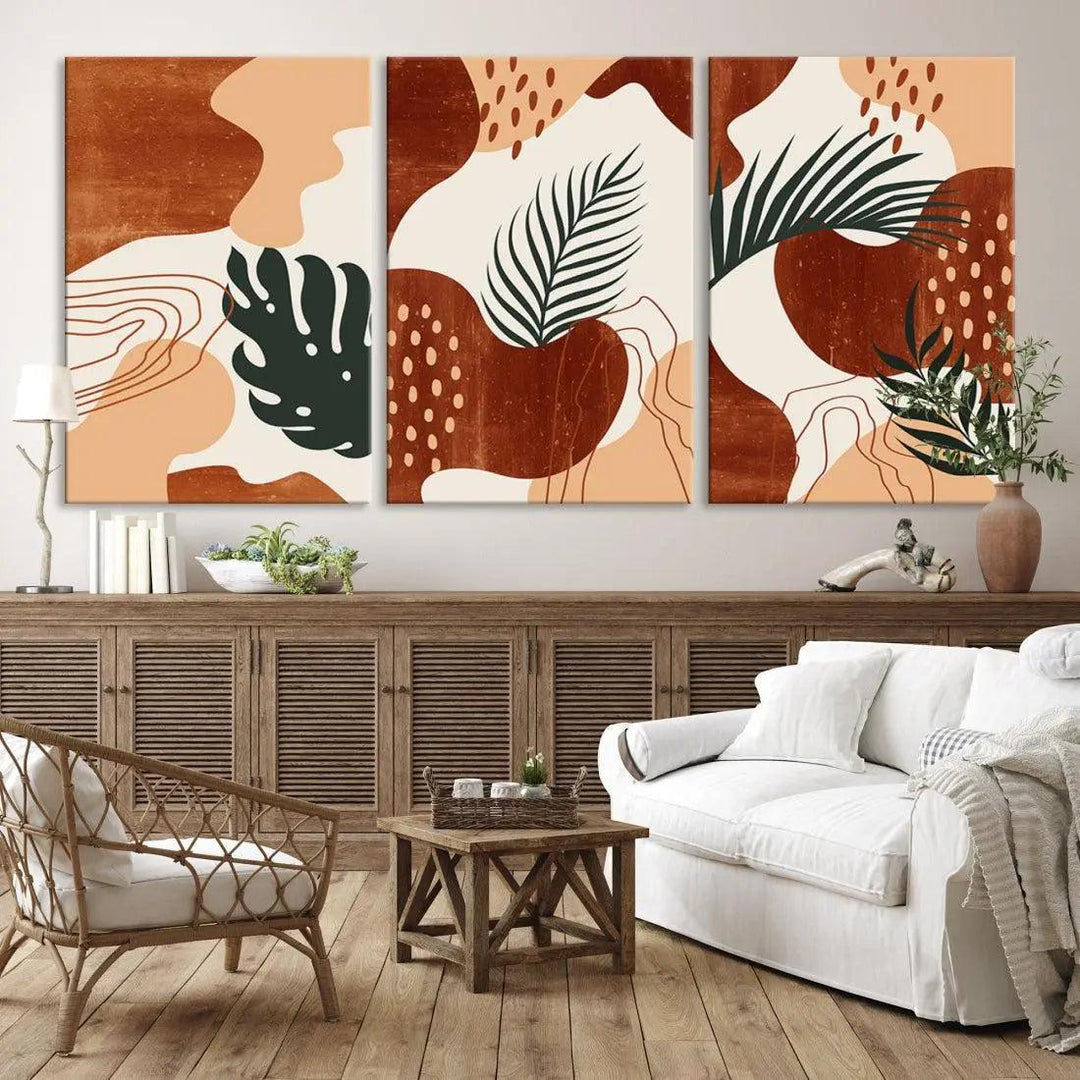 Boho Brown Bohemian Style Wall Art Print Modern Neutral Canvas Print