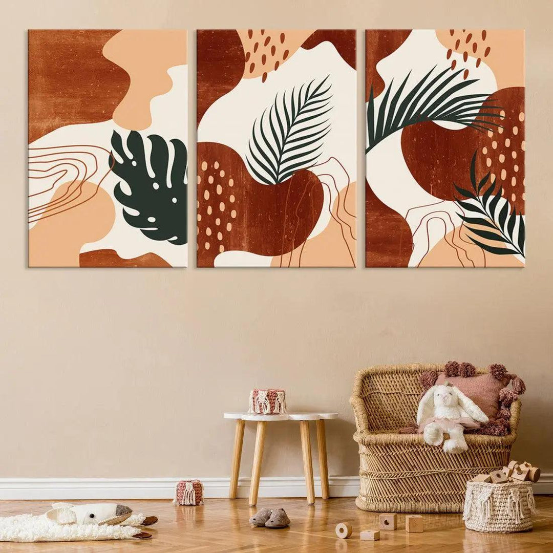 Boho Brown Bohemian Style Wall Art Print Modern Neutral Canvas Print