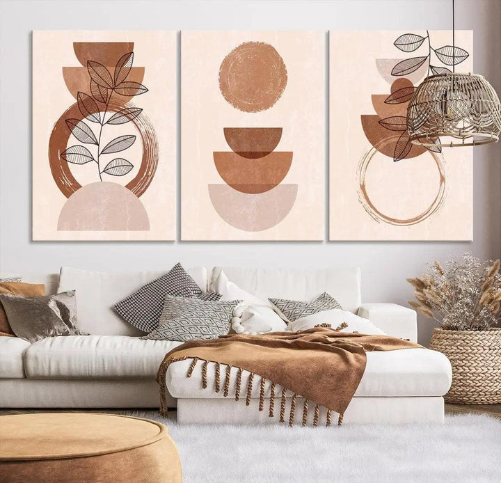 Boho Mid Century Modern Canvas Print Large Wall Art Soft Apartment Decor