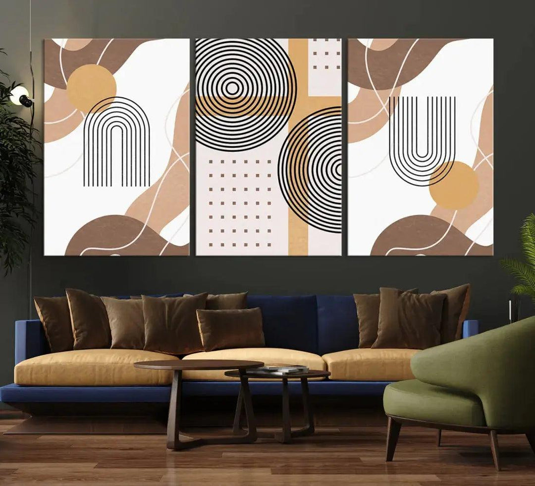 Boho Minimal Mid Century Print Neutral Canvas Wall Art Bohemian Style Wall Decor