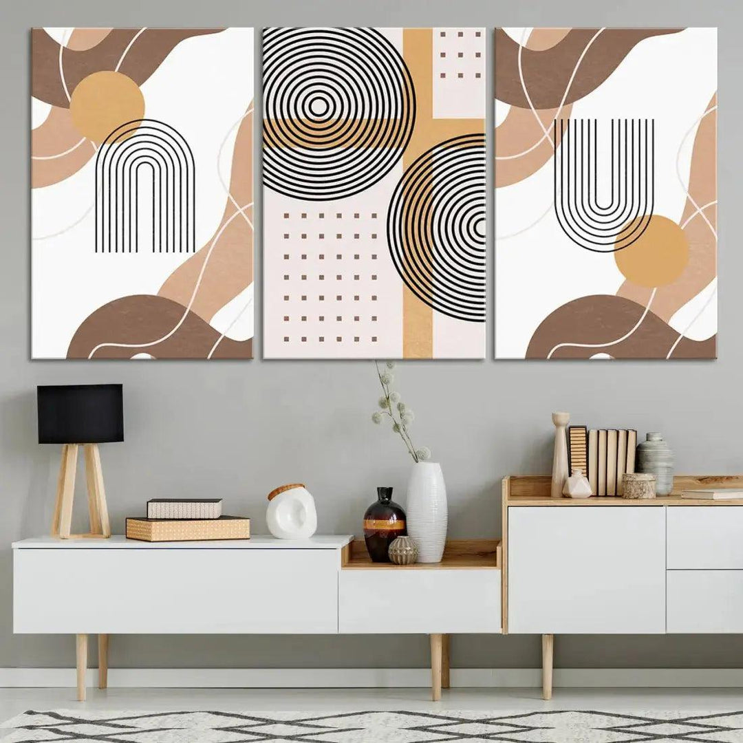 Boho Minimal Mid Century Print Neutral Canvas Wall Art Bohemian Style Wall Decor