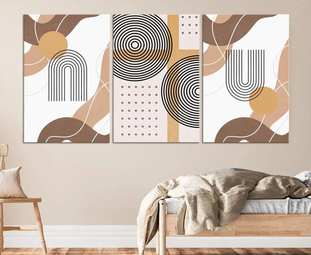 Boho Minimal Mid Century Print Neutral Canvas Wall Art Bohemian Style Wall Decor