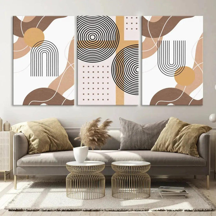 Boho Minimal Mid Century Print Neutral Canvas Wall Art Bohemian Style Wall Decor