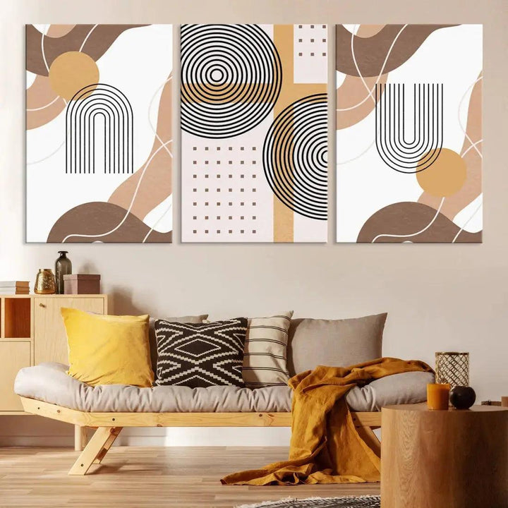 Boho Minimal Mid Century Print Neutral Canvas Wall Art Bohemian Style Wall Decor