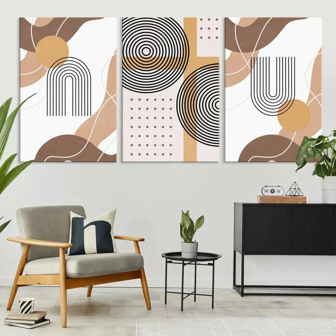 Boho Minimal Mid Century Print Neutral Canvas Wall Art Bohemian Style Wall Decor