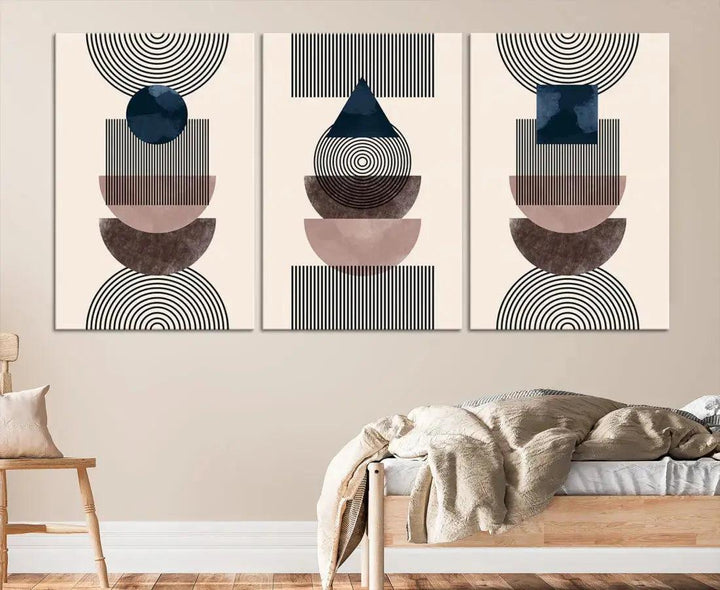 Boho Minimal Shapes and Lines Mid Century Wall Art Canvas Print