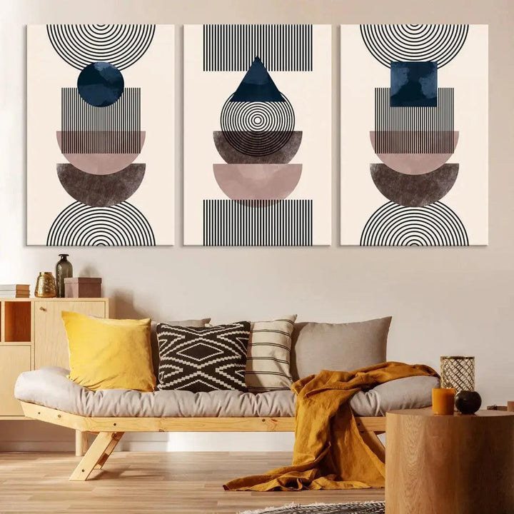 Boho Minimal Shapes and Lines Mid Century Wall Art Canvas Print