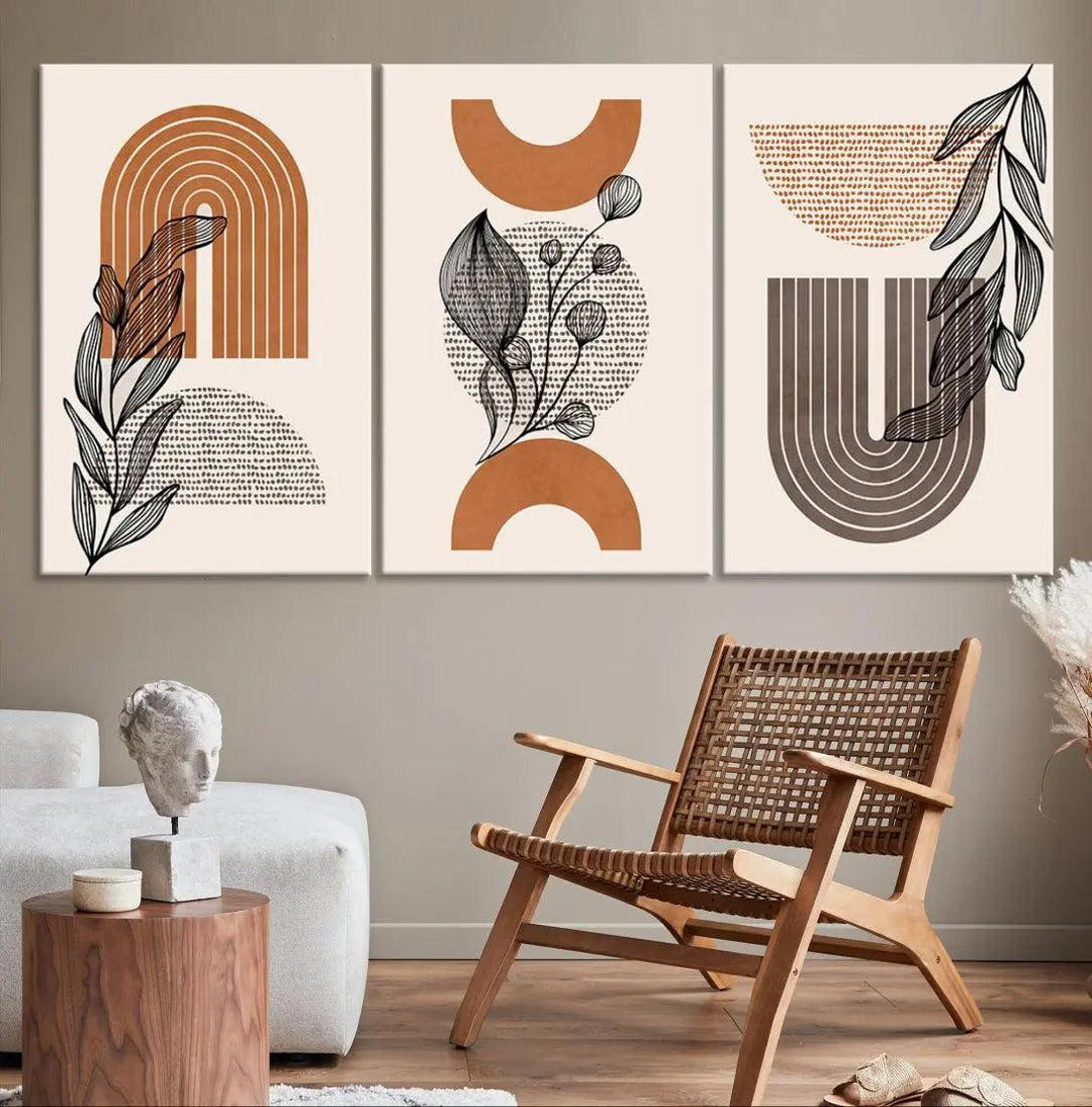 Boho Neutral Lines and Circles Minimal Bohemian Style Wall Art Canvas Print