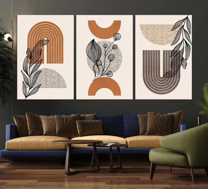 Boho Neutral Lines and Circles Minimal Bohemian Style Wall Art Canvas Print