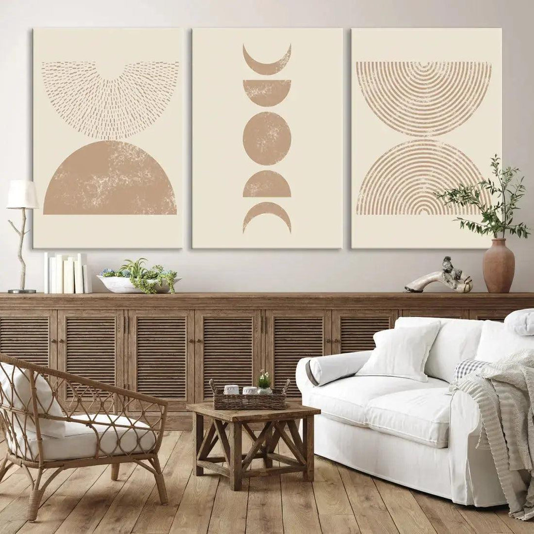 Boho Neutral Modern Mid Century Wall Art Canvas Print Minimal Art Decor