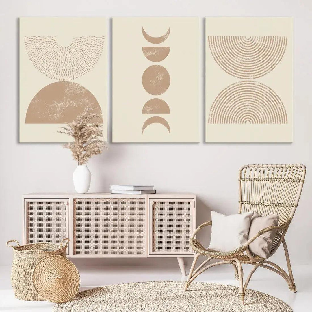 Boho Neutral Modern Mid Century Wall Art Canvas Print Minimal Art Decor