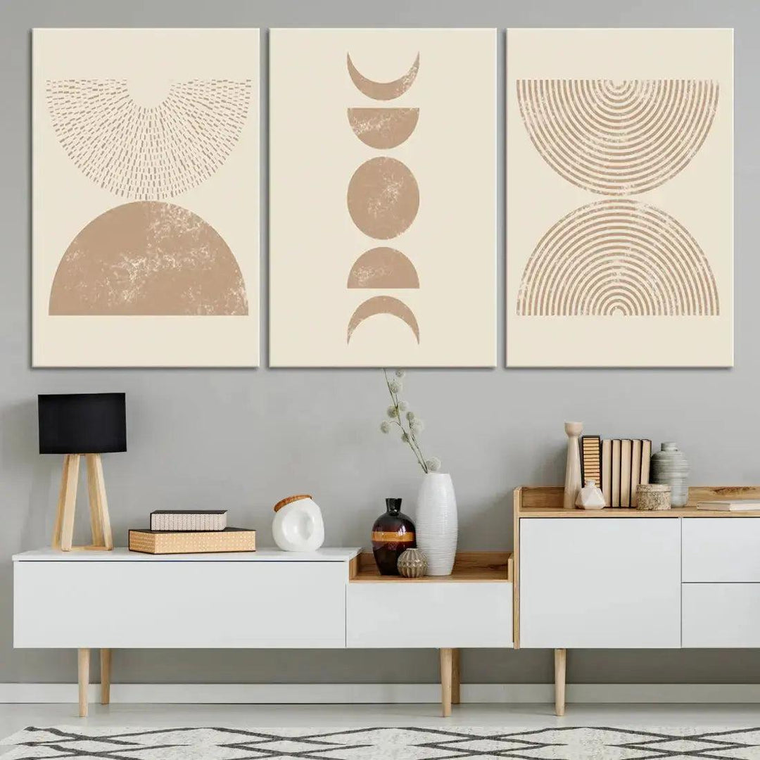 Boho Neutral Modern Mid Century Wall Art Canvas Print Minimal Art Decor