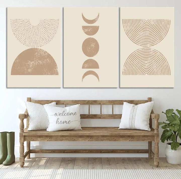 Boho Neutral Modern Mid Century Wall Art Canvas Print Minimal Art Decor