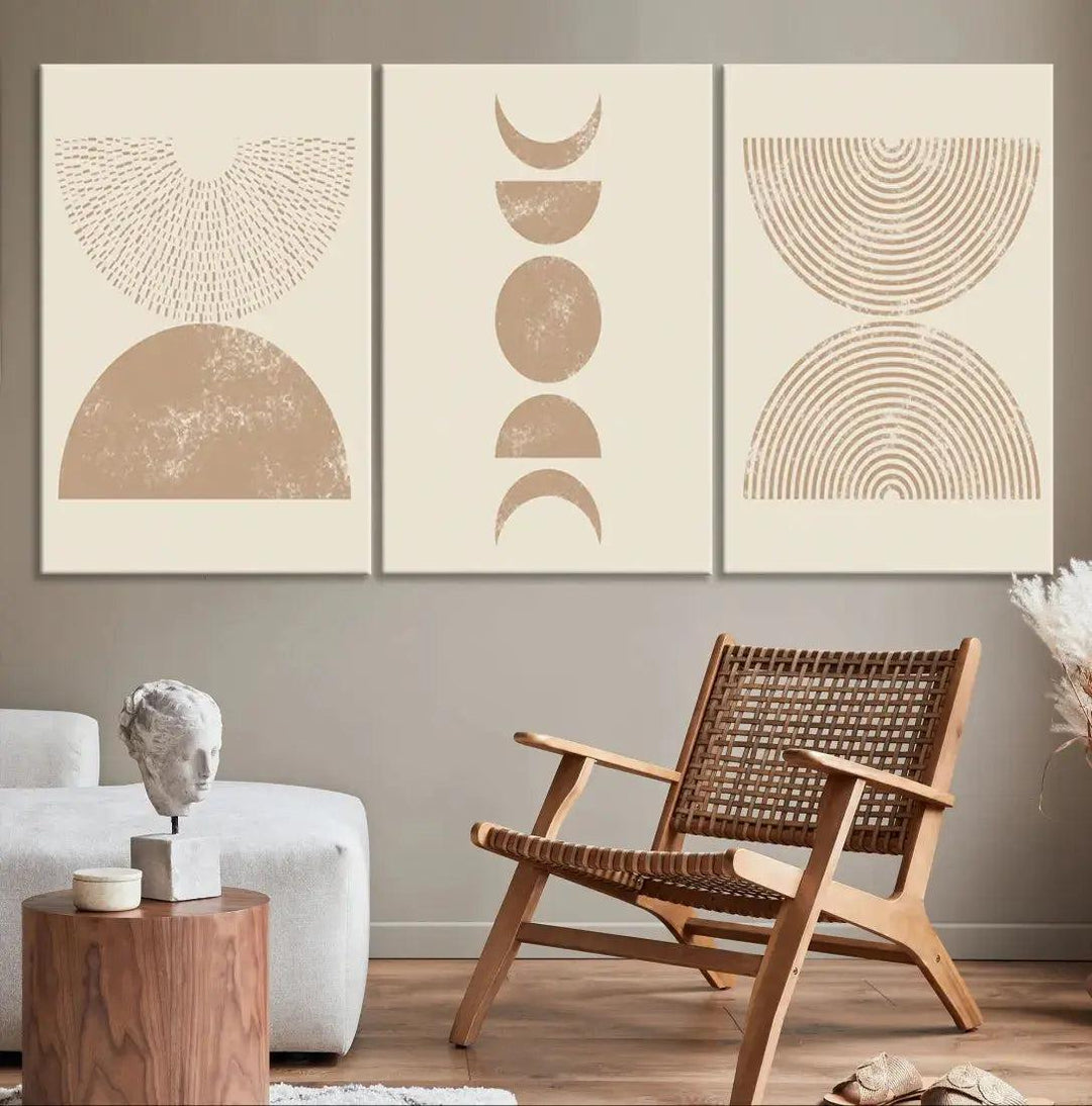 Boho Neutral Modern Mid Century Wall Art Canvas Print Minimal Art Decor