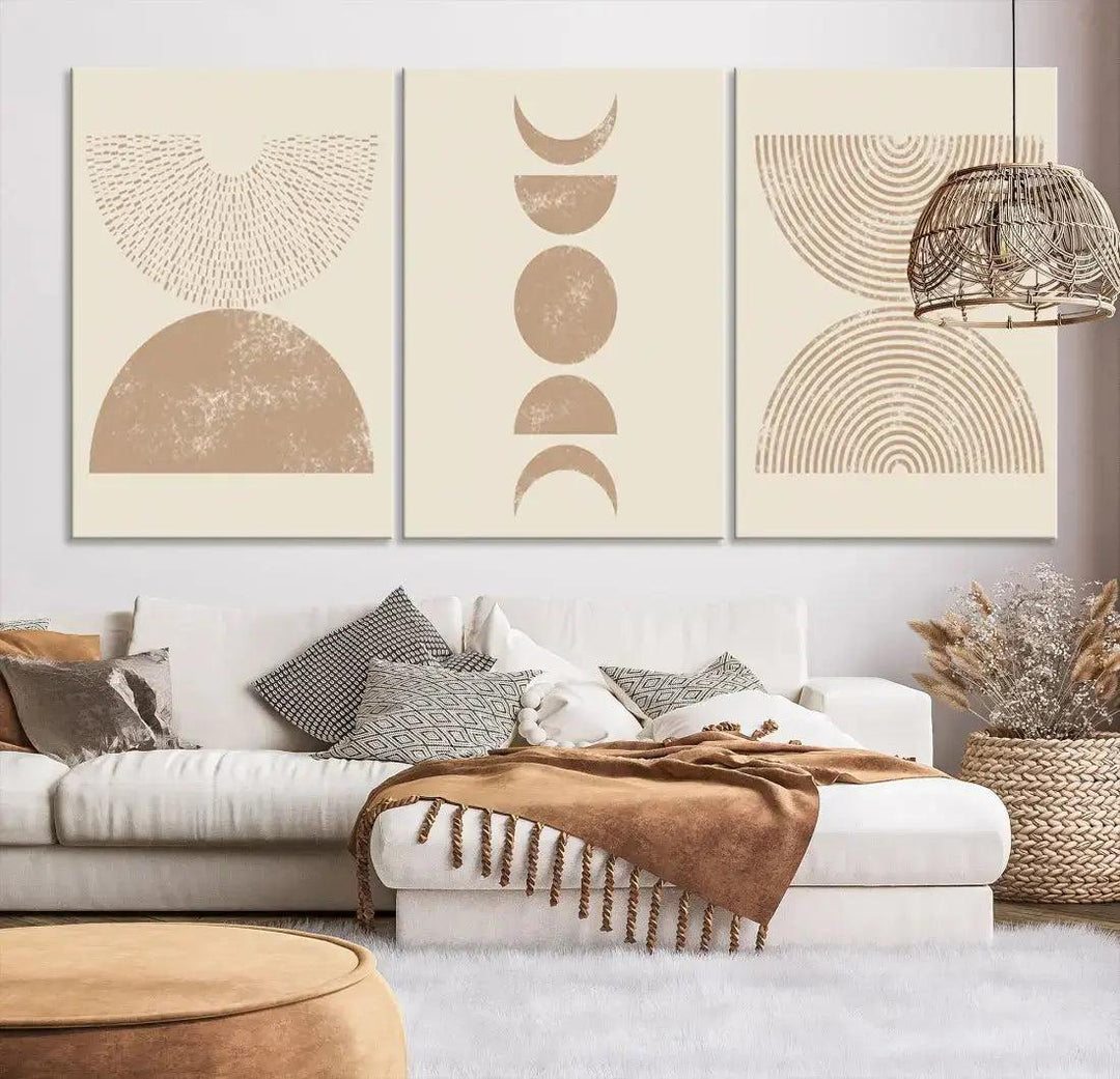 Boho Neutral Modern Mid Century Wall Art Canvas Print Minimal Art Decor