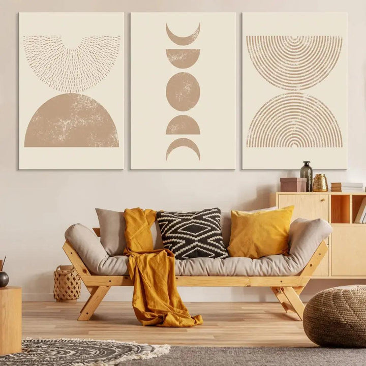 Boho Neutral Modern Mid Century Wall Art Canvas Print Minimal Art Decor