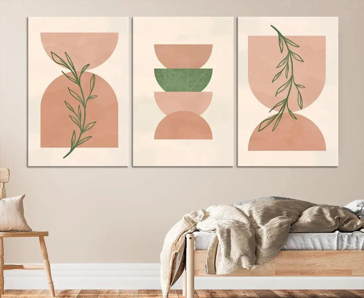 Boho Pastel Mid Century Wall Art Canvas Print Bohemian Style Large Wall Art