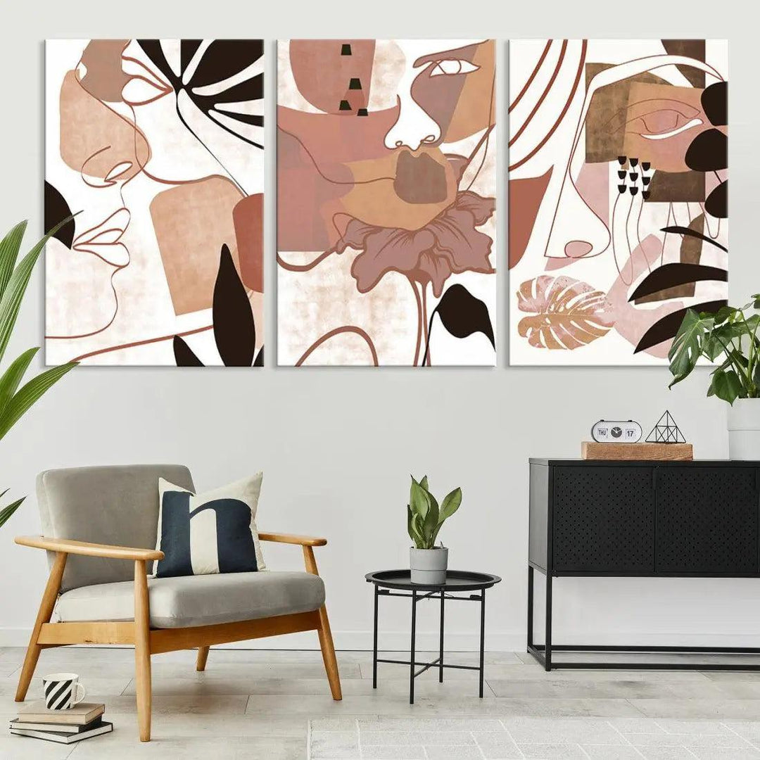 Boho Wall Art Floral Canvas Print Minimal Modern Prints for Wall Decor