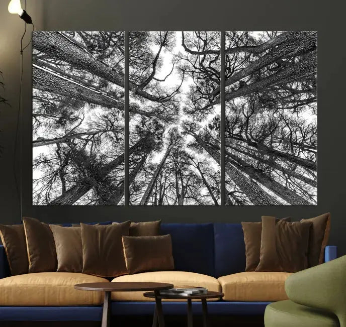 Bottom View of Tree Forest and Sky Contemporary Canvas Wall Art Giclee Print